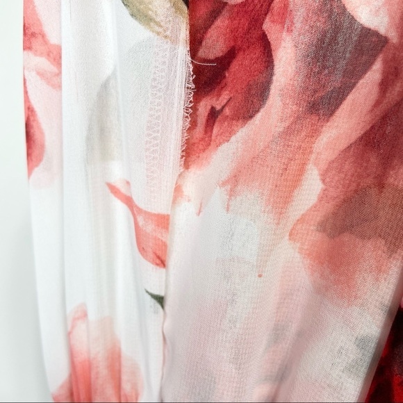 Show Me Your Mumu Roses Floral Pink Red White Dress Large Bell Sleeves Large - Picture 15 of 15